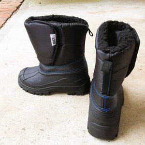 Kids Black Winter Snow Boots Size 10 with Fur Lining